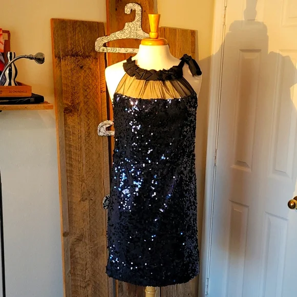 black tahari dress Lace Slit Dress  Elie Tahari